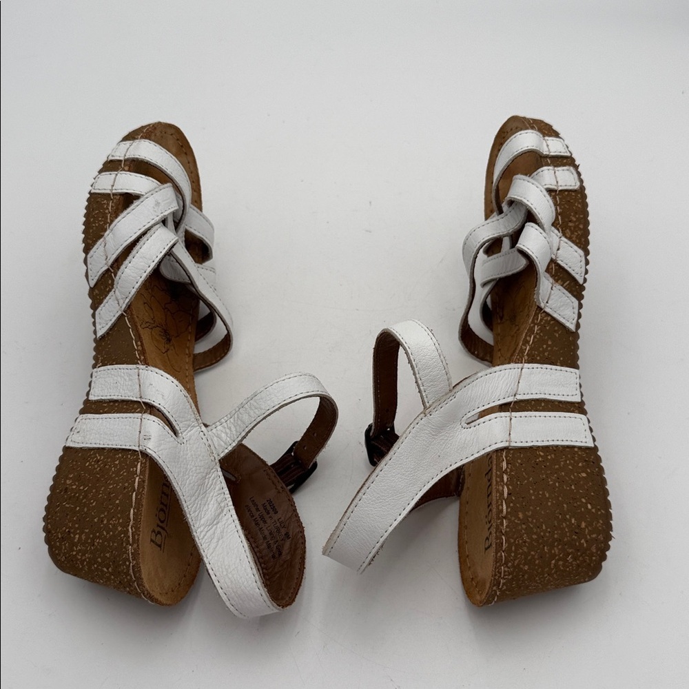 Bionica Women's White Strappy Sandals wedge 9M casual vacation Leather beach Y2K - Picture 5 of 9